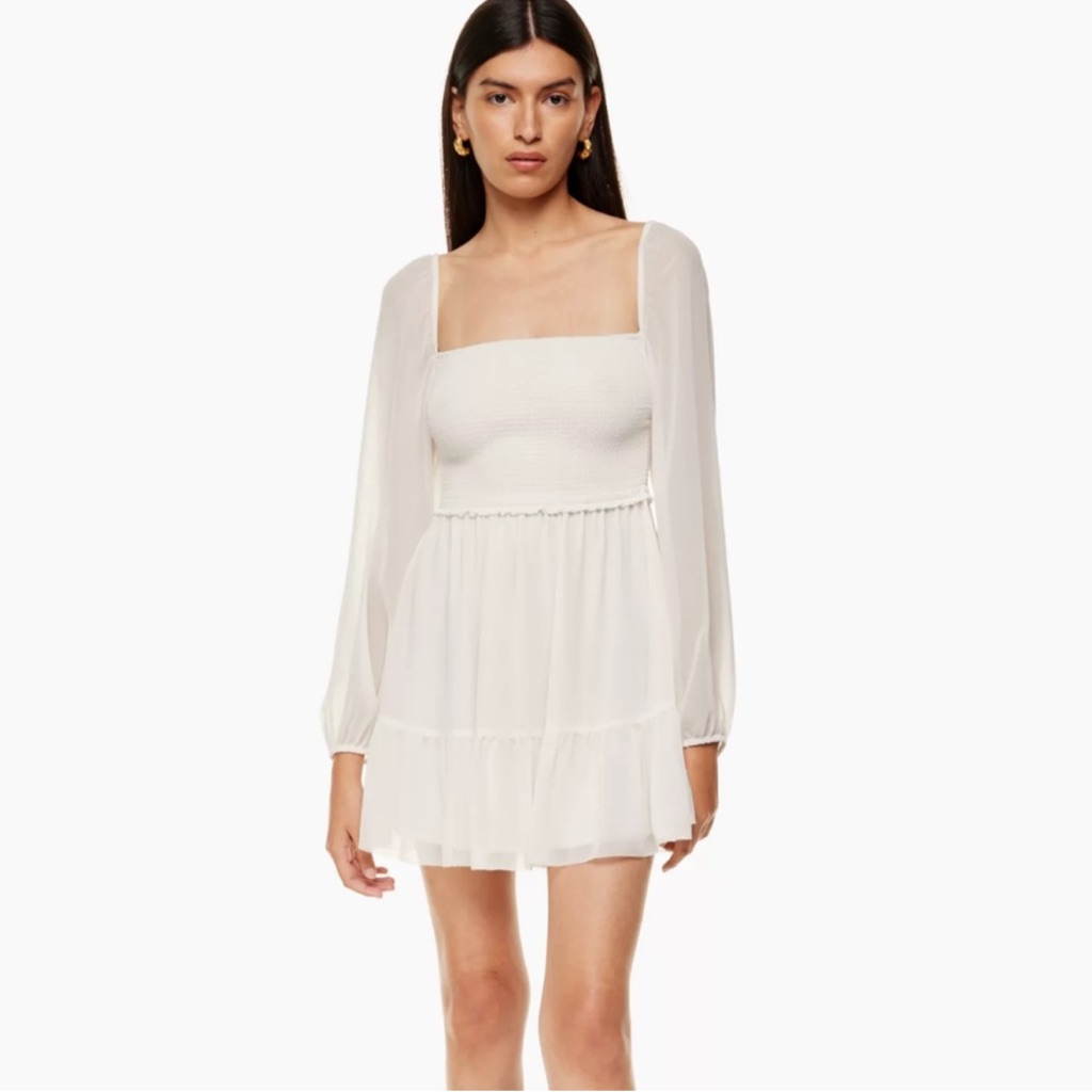 Aritzia Mini Tempest Dress In Birch White